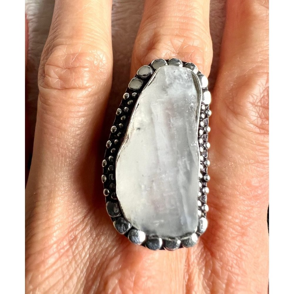 Size 10  WHITE Moonstone Ring